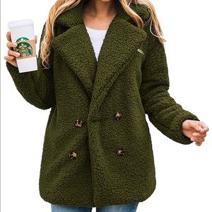 Oversized fuzzy Olive Green Coat